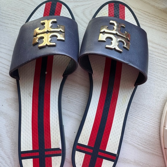 Tory Burch Shoes - Tory Burch Logo Jelly - Navy Sandals